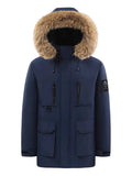 Men's Full Size Fur Hooded Winter Parka Coat Plus Size