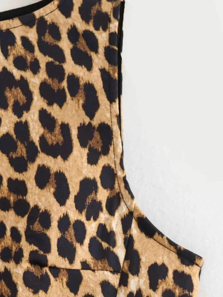 Leopard Print Sleeveless : Mini Dress