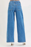 RISEN Plus Size Mid Rise Wide Leg Jeans With Pleated Detail For Flattering All Day Comfort Full Size