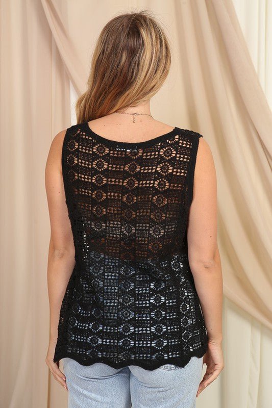 EMMA BOHO CROCHET V NECK TANK - Wear with style