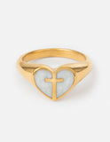 Enamel Heart Cross Ring - Wear with style