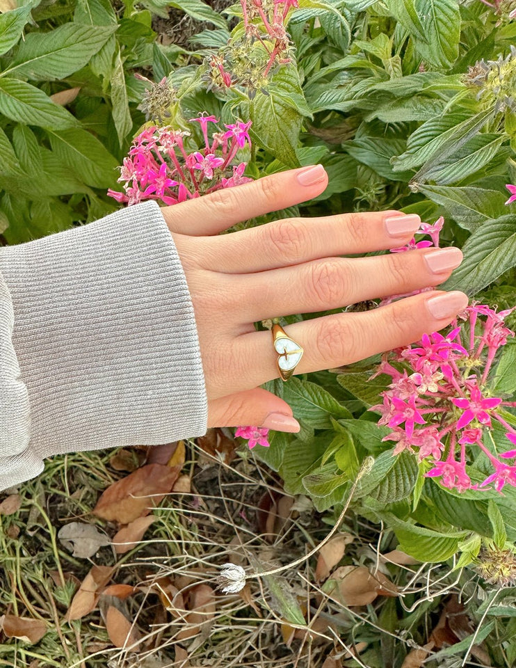 Enamel Heart Cross Ring - Wear with style