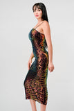 ENCHANTING PATTERN SEQUINS EMBELLISHED BACK SLIT MIDI DRESS - Wear with style
