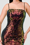 ENCHANTING PATTERN SEQUINS EMBELLISHED BACK SLIT MIDI DRESS - Wear with style