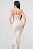 ENCHANTING PATTERN SEQUINS EMBELLISHED BACK SLIT MIDI DRESS - Wear with style