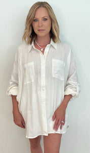 Endless Linen Button Down-Off White - Wear with style