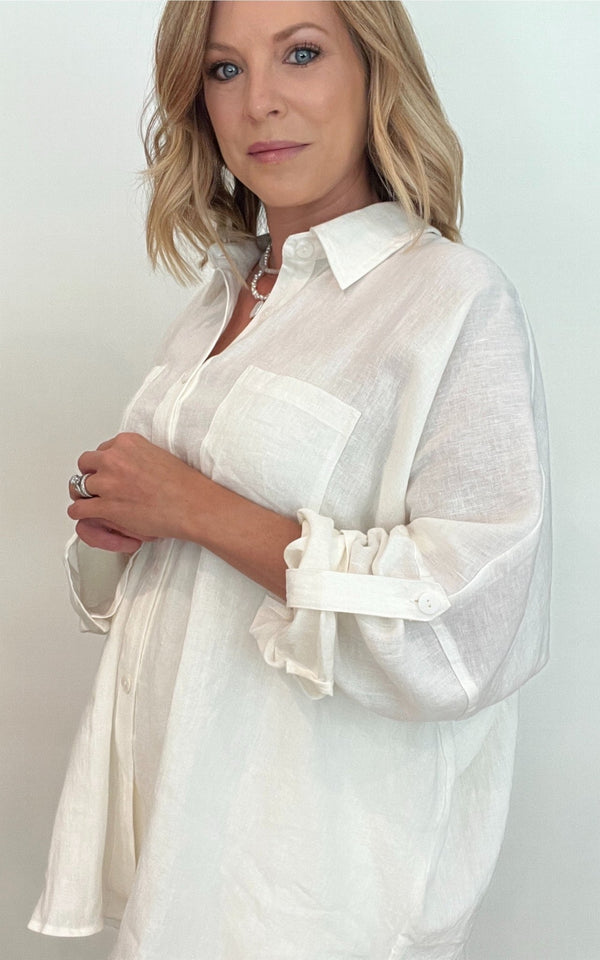Endless Linen Button Down-Off White - Wear with style
