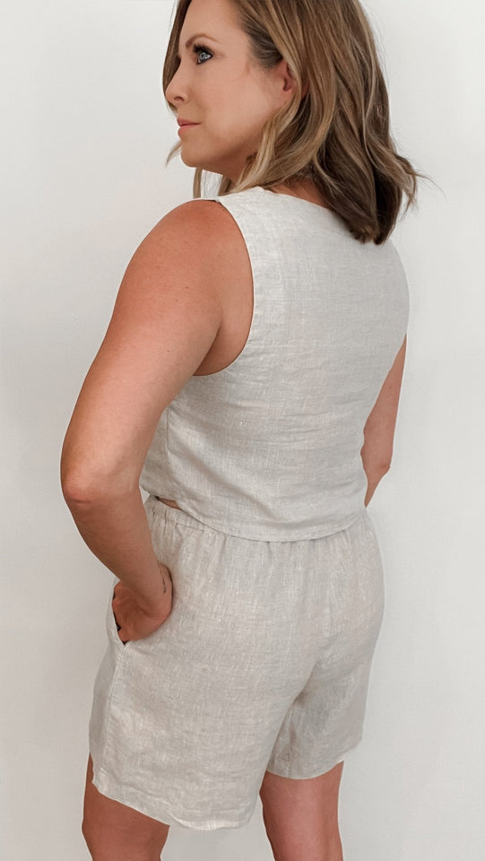 Endless Linen Shorts-Natutral - Wear with style