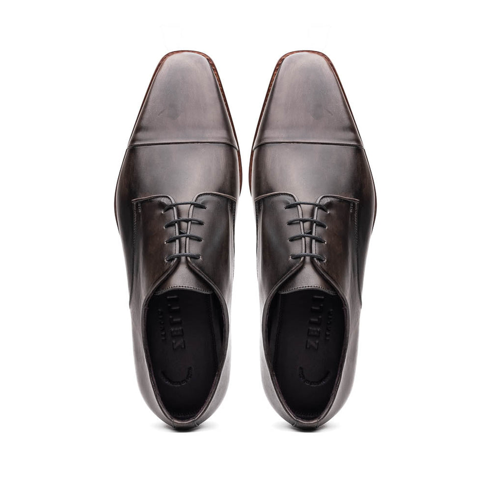 25-550-GRY ENZO Italian Calfskin Cap Toe Burnished Black