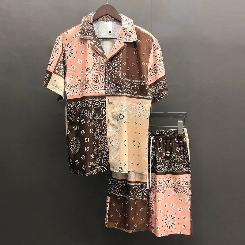 Ethnic Cashew Flower Casual Loose men short Set - Wear with style