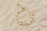 Evil Eye Pearl Beaded Bracelet Set Adjustable Evil Eye Bracelet - Wear with style
