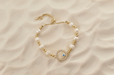 Evil Eye Pearl Beaded Bracelet Set Adjustable Evil Eye Bracelet - Wear with style