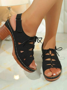 Stylish Block Heel Sandals : With Laces