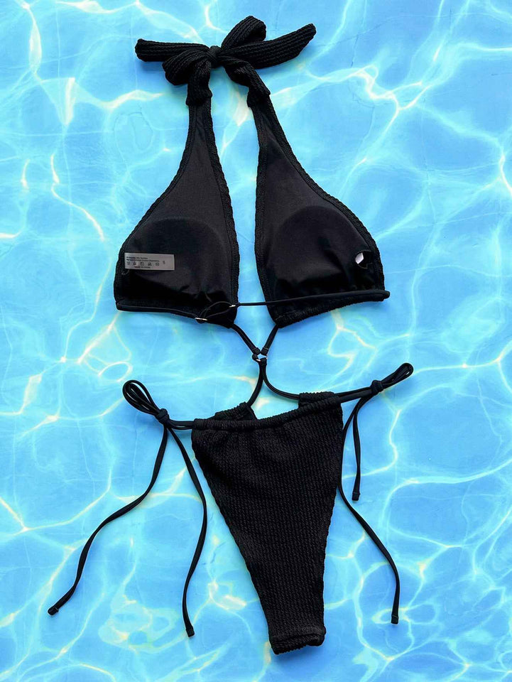 Halter Neck Side Tie : One-Piece Swimsuit