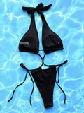 Halter Neck Side Tie : One-Piece Swimsuit
