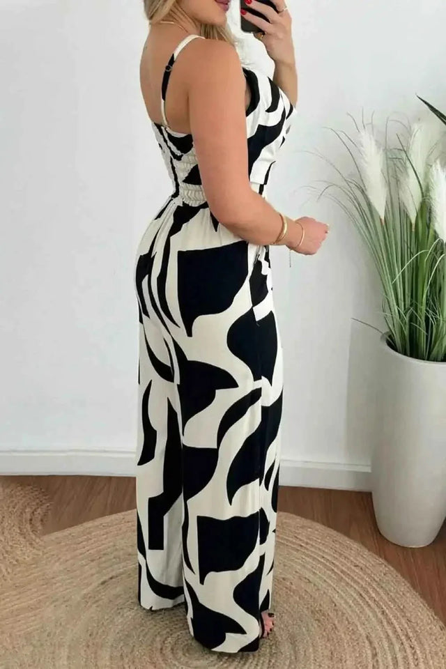 Two-Tone Spaghetti Strap : Wide Leg Jumpsuit
