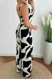 Two-Tone Spaghetti Strap : Wide Leg Jumpsuit