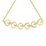 10K Yellow Gold over .925 Sterling Silver Diamond Accented Open Hearts 6â€-9â€ Adjustable Chain Bolo Bracelet