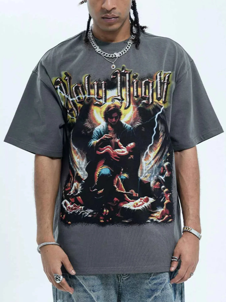 Men's Graphic Round Neck Oversized T-Shirt