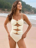 Cutout Ruched Sweetheart : One-Piece Swimwear