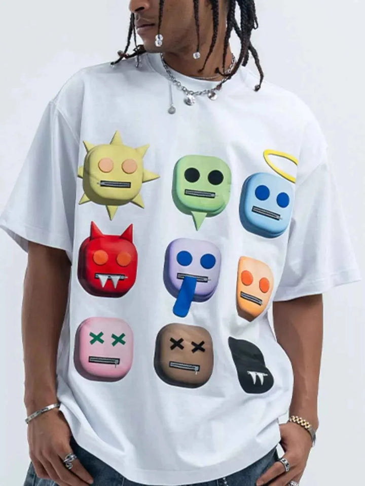 Graphic Tee: Men's Round Neck Cotton Spandex T-Shirt
