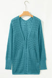 Jet Stream Mix Pattern Hollow Knit Open Front Cardigan