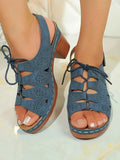 Stylish Block Heel Sandals : With Laces