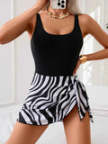 Printed Flower With Wide Straps : One-Piece Swimwear