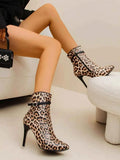 Pointed Toe Stiletto Heel Buckle Ankle Boots : High Heel Mid Calf Zipper