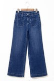 Sail Blue High Waist Wide Leg Jeans With Patch Pockets