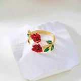 Rose Bypass Ring and Bracelet Jewelry Set