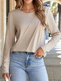 Asymmetric Seam Detail Long Sleeve Top for Women Casual