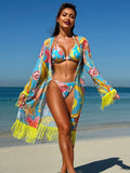 Feely tassel drape three piece swimsuit set - Wear with style