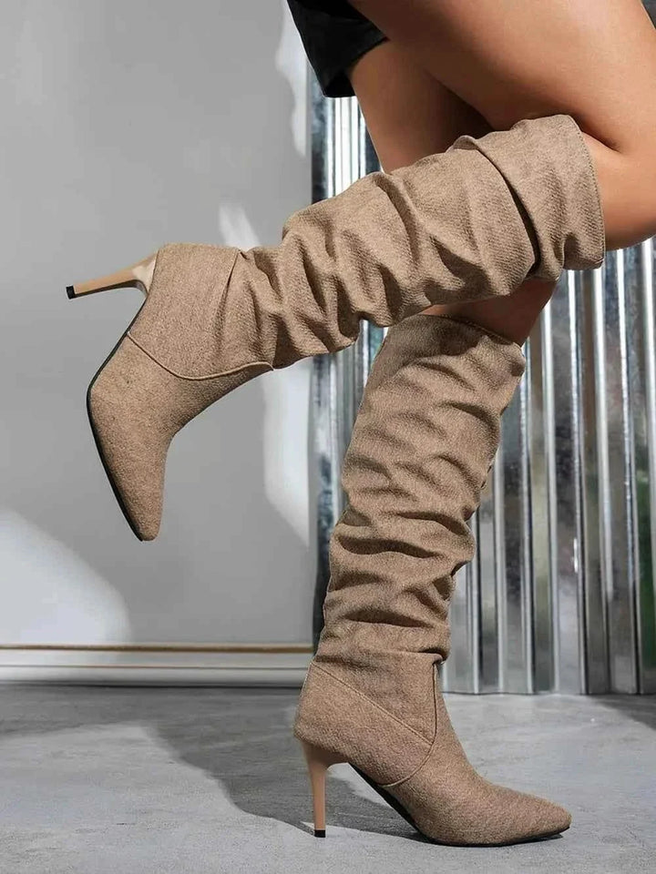 Denim Point Toe : Stiletto Boots