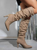 Denim Point Toe : Stiletto Boots