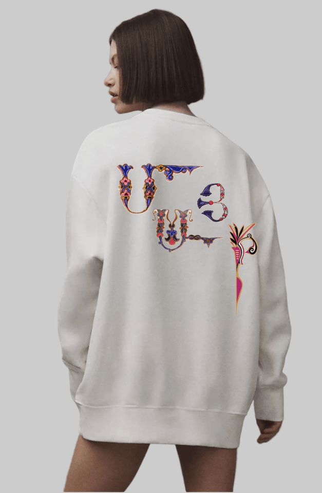 Fleece Oversized Sweatshirt Dress - Ivory - Wear with style