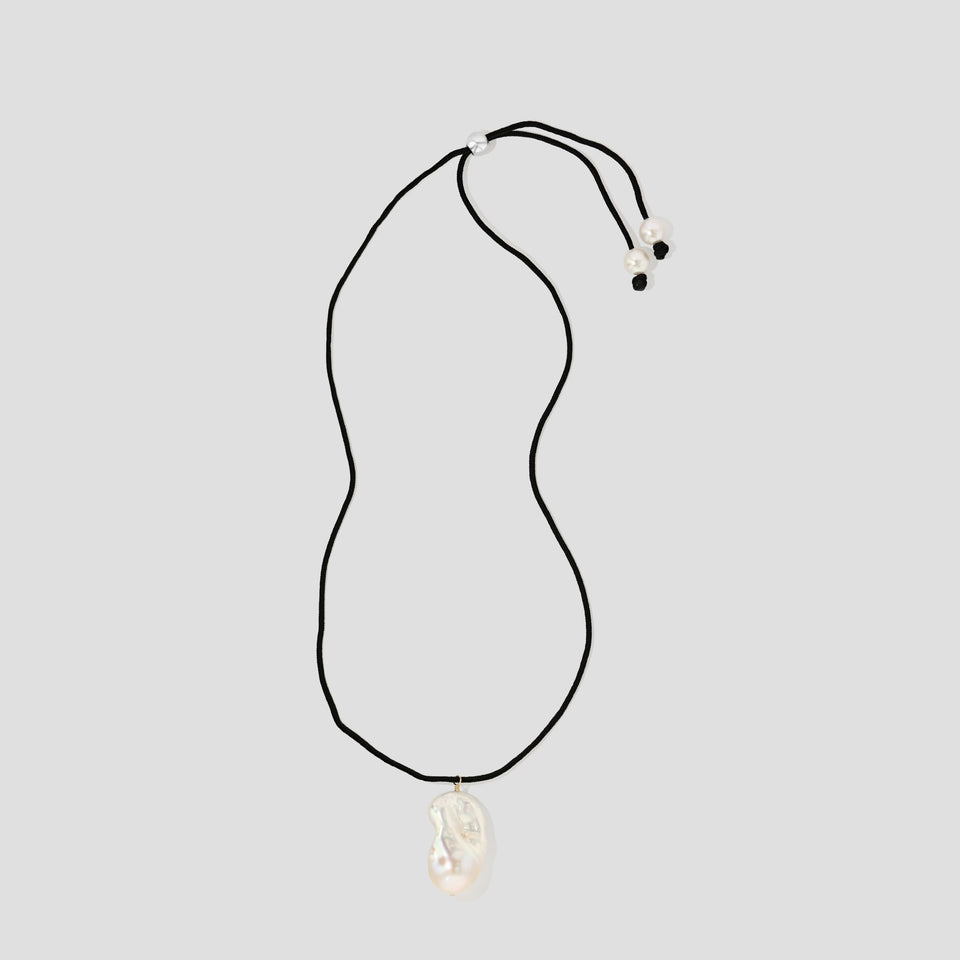 Floating Pearl Necklace Black Cord - Wear with style