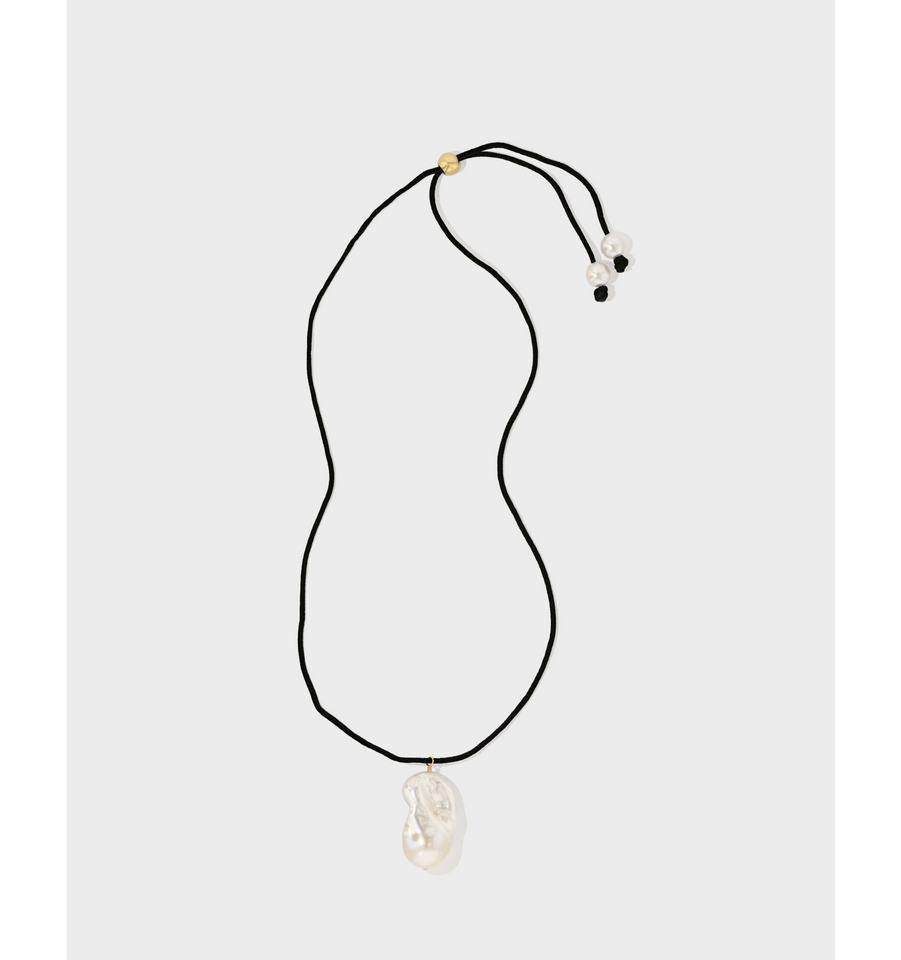Floating Pearl Necklace Black Cord - Wear with style