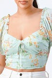 FLORAL CHIFFON SMOCKED SWEETHEART TOP - Wear with style