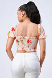 FLORAL CHIFFON SMOCKED SWEETHEART TOP - Wear with style