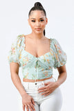 FLORAL CHIFFON SMOCKED SWEETHEART TOP - Wear with style
