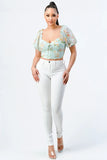 FLORAL CHIFFON SMOCKED SWEETHEART TOP - Wear with style