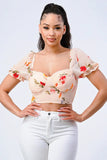 FLORAL CHIFFON SMOCKED SWEETHEART TOP - Wear with style