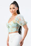 FLORAL CHIFFON SMOCKED SWEETHEART TOP - Wear with style