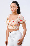 FLORAL CHIFFON SMOCKED SWEETHEART TOP - Wear with style