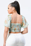 FLORAL CHIFFON SMOCKED SWEETHEART TOP - Wear with style
