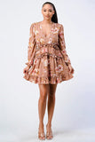 FLORAL CHIFFON V-NECK MINI DRESS - Wear with style