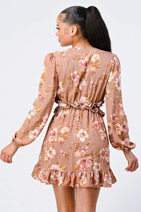 FLORAL CHIFFON V-NECK MINI DRESS - Wear with style