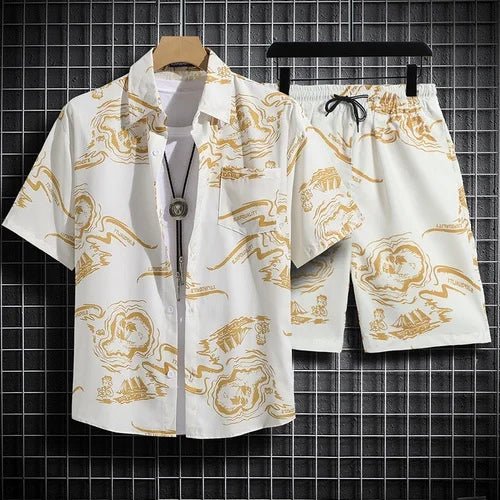 Floral Design men Beach short set - Wear with style