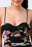 FLORAL MESH RUCHED BODYCON MINI DRESS - Wear with style